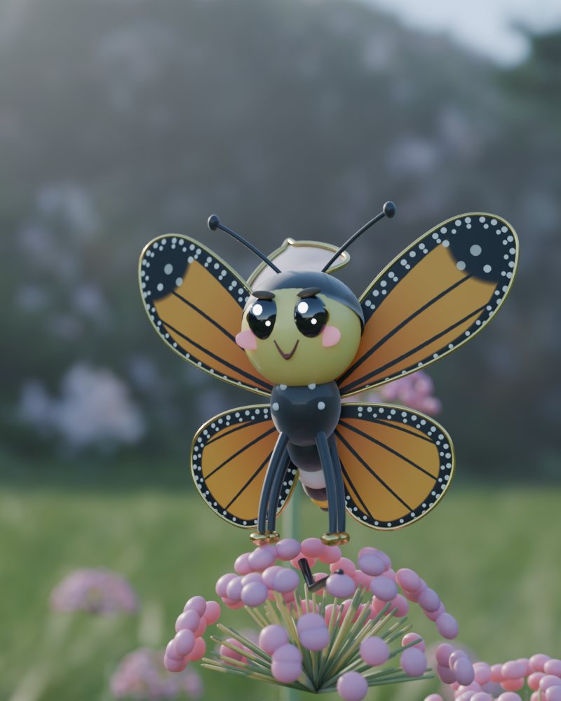 Monty as a monarch butterfly