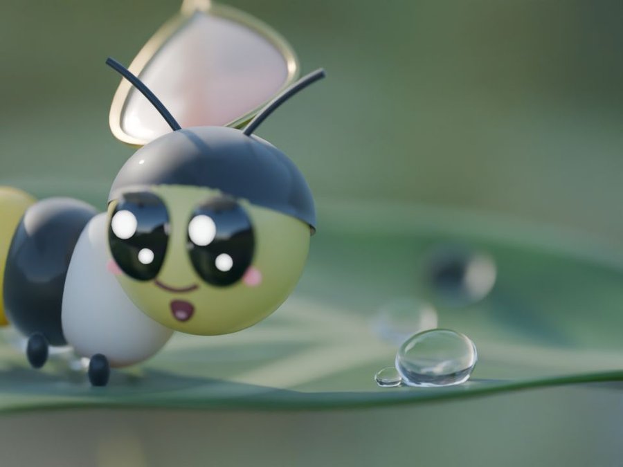 Monty the caterpillar smiling on a milkweed leaf